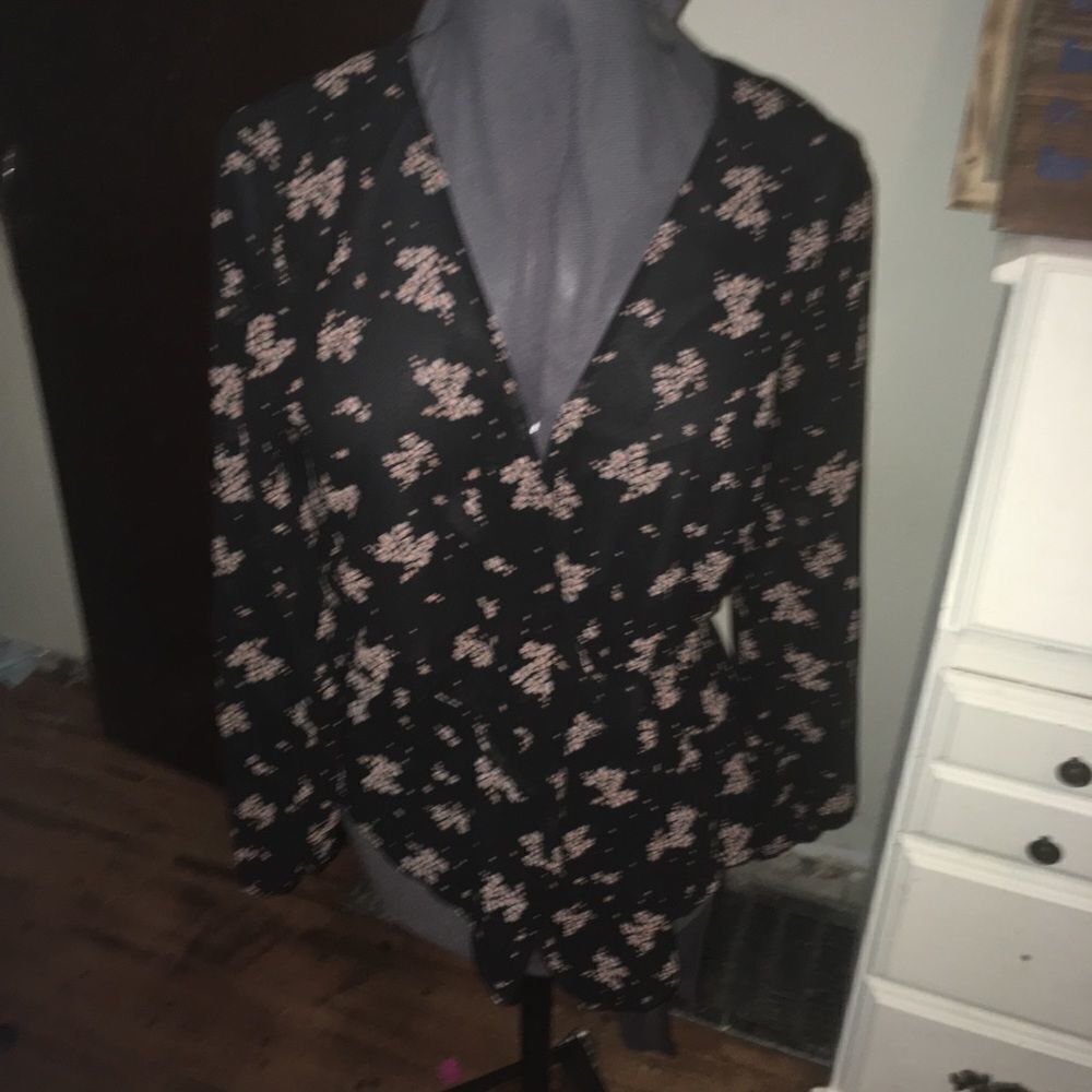 1.State Revolve semi sheer floral v-neck blouse